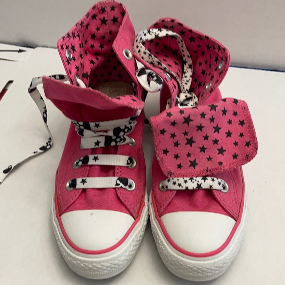 Converse high top pink sneakers